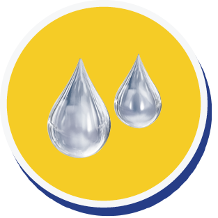 yellow background with two droplets of liquid representing liquid joint supplement for dogs